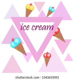 Sweet cartoon ice cream. Vector colorful ice creams.