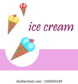 Sweet cartoon ice cream. Vector colorful ice creams.