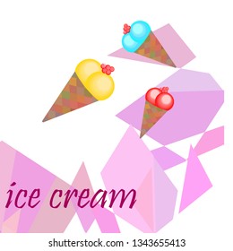Sweet cartoon ice cream. Vector colorful ice creams.