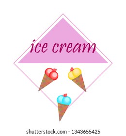 Sweet cartoon ice cream. Vector colorful ice creams.