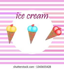 Sweet cartoon ice cream. Vector colorful ice creams.