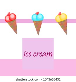 Sweet cartoon ice cream. Vector colorful ice creams.