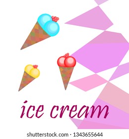 Sweet cartoon ice cream. Vector colorful ice creams.