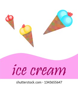Sweet cartoon ice cream. Vector colorful ice creams.