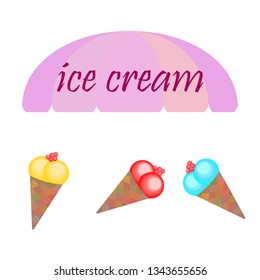 Sweet cartoon ice cream. Vector colorful ice creams.