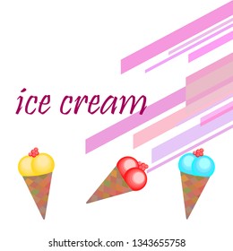 Sweet cartoon ice cream. Vector colorful ice creams.
