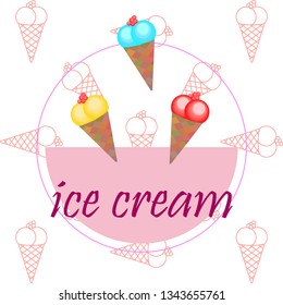 Sweet cartoon ice cream. Vector colorful ice creams.