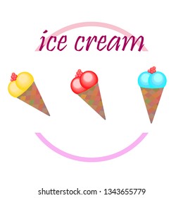 Sweet cartoon ice cream. Vector colorful ice creams.