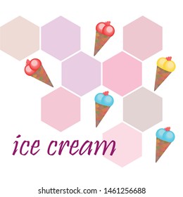 Sweet cartoon ice cream. Vector colorful ice creams.