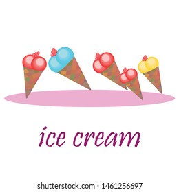 Sweet cartoon ice cream. Vector colorful ice creams.