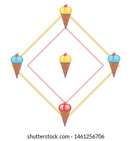 Sweet cartoon ice cream. Vector colorful ice creams.