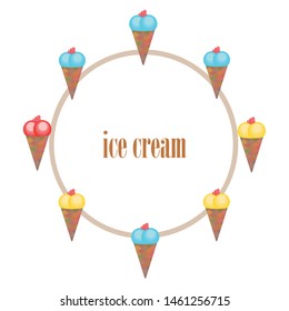 Sweet cartoon ice cream. Vector colorful ice creams.