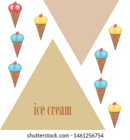 Sweet cartoon ice cream. Vector colorful ice creams.