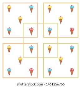Sweet cartoon ice cream. Vector colorful ice creams.