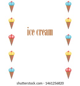 Sweet cartoon ice cream. Vector colorful ice creams.