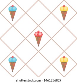 Sweet cartoon ice cream. Vector colorful ice creams.