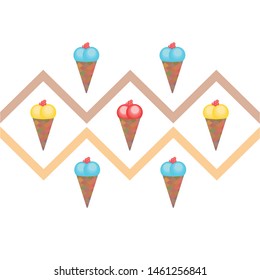 Sweet cartoon ice cream. Vector colorful ice creams.