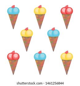 Sweet cartoon ice cream. Vector colorful ice creams.