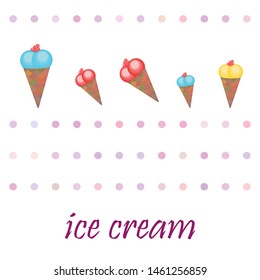 Sweet cartoon ice cream. Vector colorful ice creams.