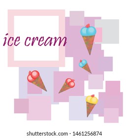 Sweet cartoon ice cream. Vector colorful ice creams.