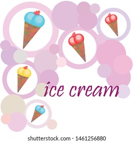 Sweet cartoon ice cream. Vector colorful ice creams.