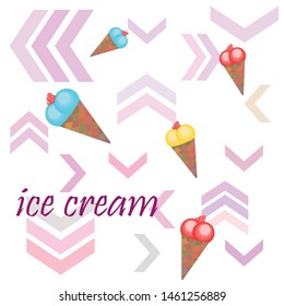 Sweet cartoon ice cream. Vector colorful ice creams.