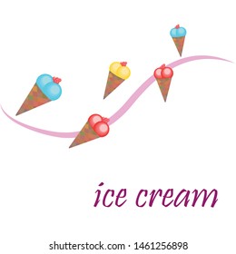 Sweet cartoon ice cream. Vector colorful ice creams.