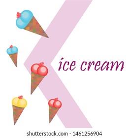 Sweet cartoon ice cream. Vector colorful ice creams.
