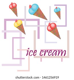 Sweet cartoon ice cream. Vector colorful ice creams.