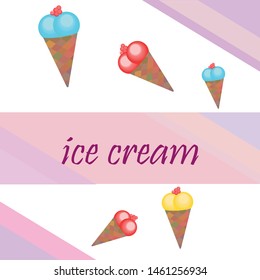 Sweet cartoon ice cream. Vector colorful ice creams.