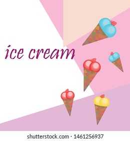 Sweet cartoon ice cream. Vector colorful ice creams.