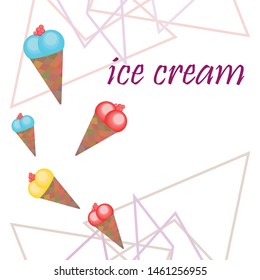 Sweet cartoon ice cream. Vector colorful ice creams.