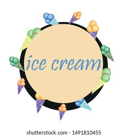 Sweet cartoon ice cream. Vector colorful ice creams.