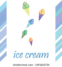 Sweet cartoon ice cream. Vector colorful ice creams.