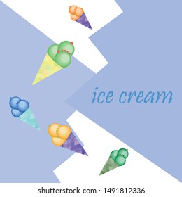 Sweet cartoon ice cream. Vector colorful ice creams.