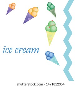 Sweet cartoon ice cream. Vector colorful ice creams.