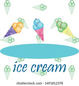 Sweet cartoon ice cream. Vector colorful ice creams.