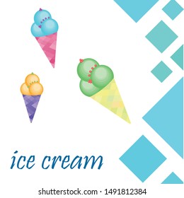 Sweet cartoon ice cream. Vector colorful ice creams.