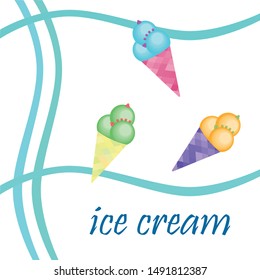 Sweet cartoon ice cream. Vector colorful ice creams.