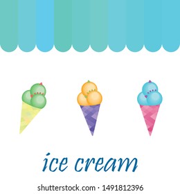 Sweet cartoon ice cream. Vector colorful ice creams.