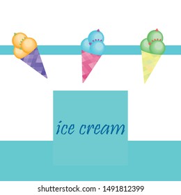 Sweet cartoon ice cream. Vector colorful ice creams.