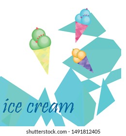 Sweet cartoon ice cream. Vector colorful ice creams.