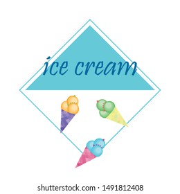 Sweet cartoon ice cream. Vector colorful ice creams.