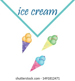 Sweet cartoon ice cream. Vector colorful ice creams.