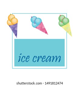 Sweet cartoon ice cream. Vector colorful ice creams.