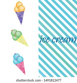 Sweet cartoon ice cream. Vector colorful ice creams.