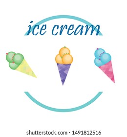 Sweet cartoon ice cream. Vector colorful ice creams.