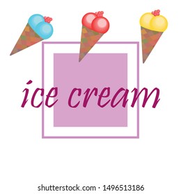 Sweet cartoon ice cream. Vector colorful ice creams.