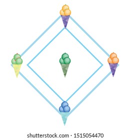 Sweet cartoon ice cream. Vector colorful ice creams