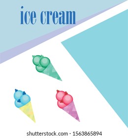 Sweet cartoon ice cream. Vector colorful ice creams.